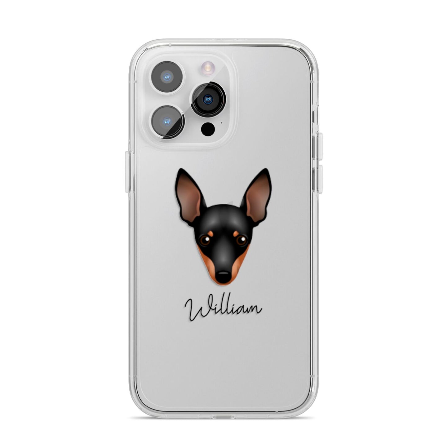 Miniature Pinscher Personalised iPhone 14 Pro Max Clear Tough Case Silver