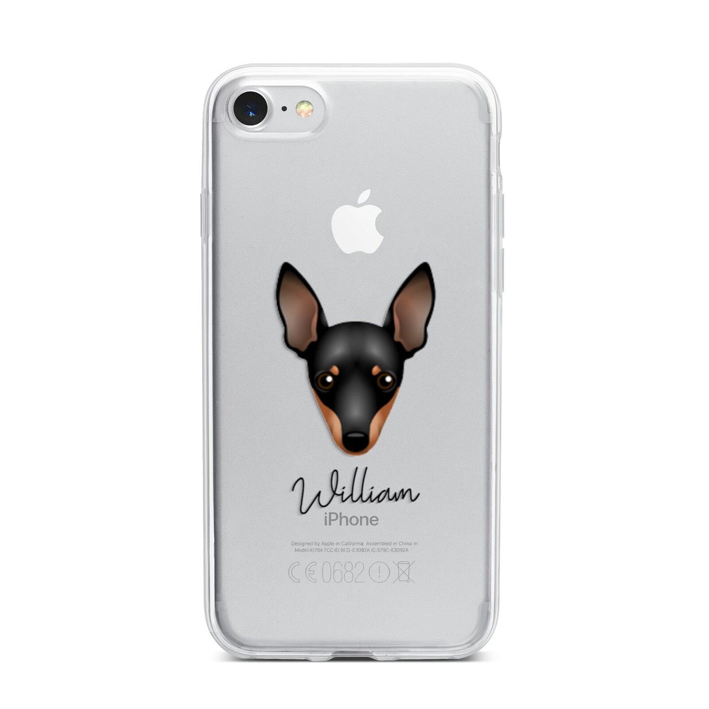 Miniature Pinscher Personalised iPhone 7 Bumper Case on Silver iPhone