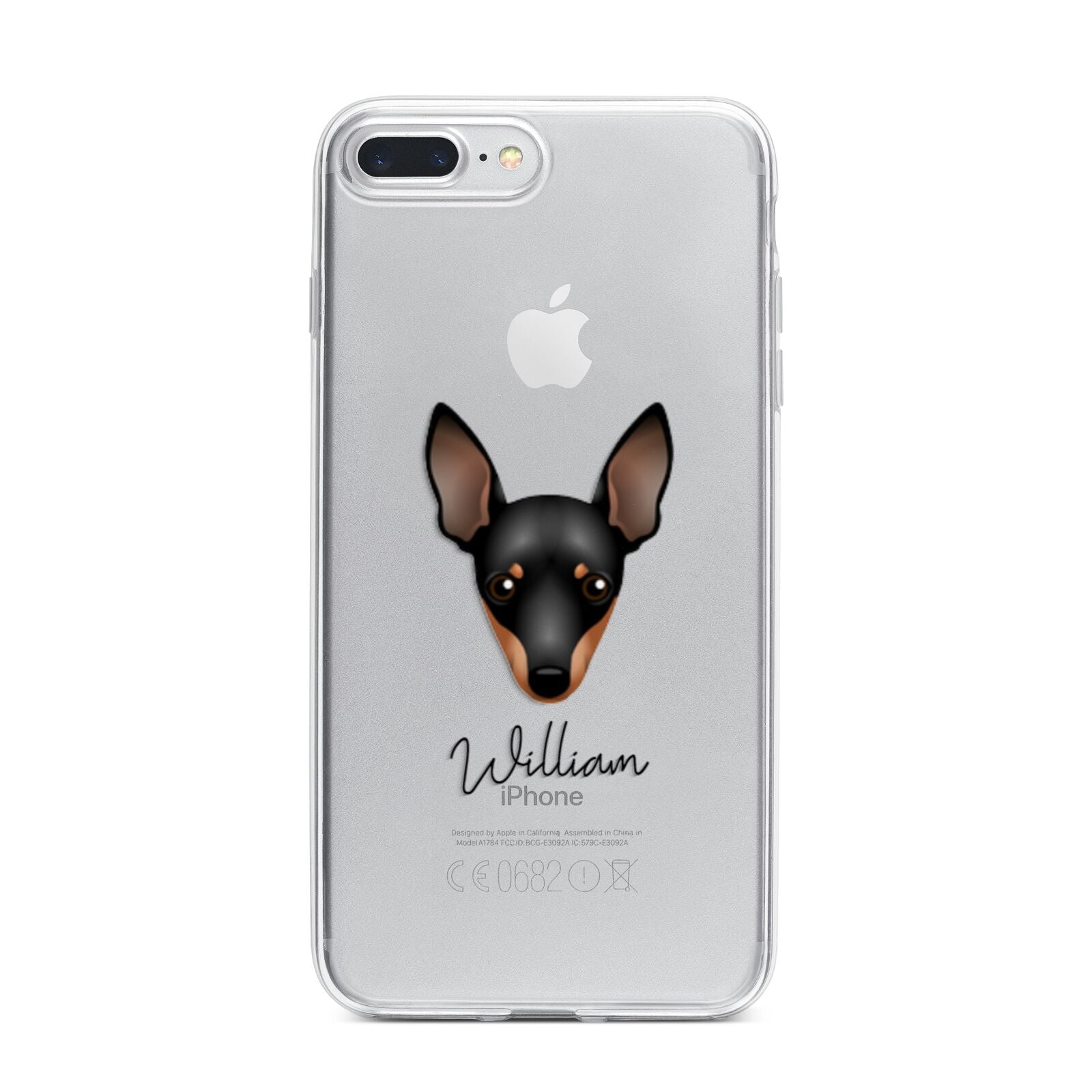 Miniature Pinscher Personalised iPhone 7 Plus Bumper Case on Silver iPhone