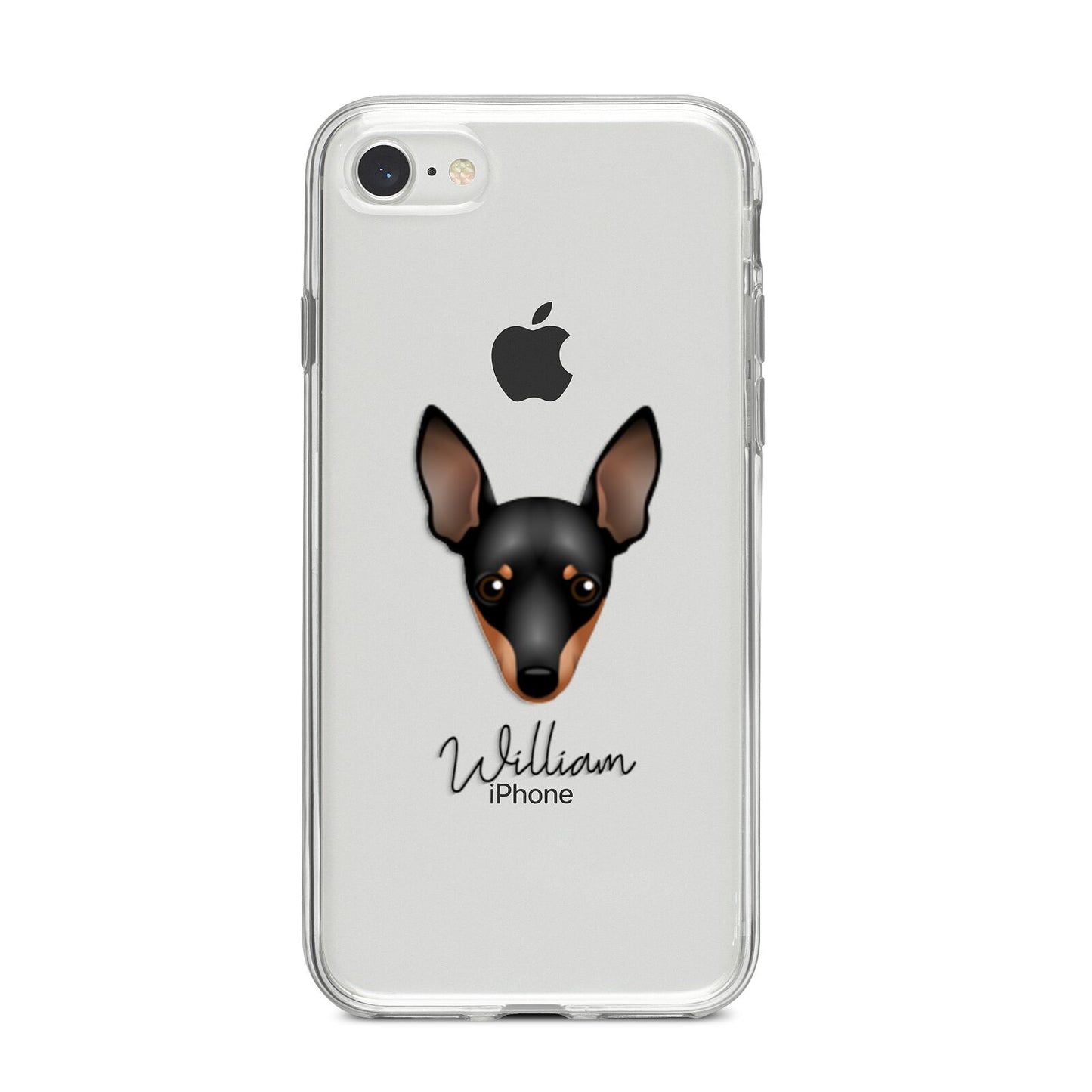 Miniature Pinscher Personalised iPhone 8 Bumper Case on Silver iPhone