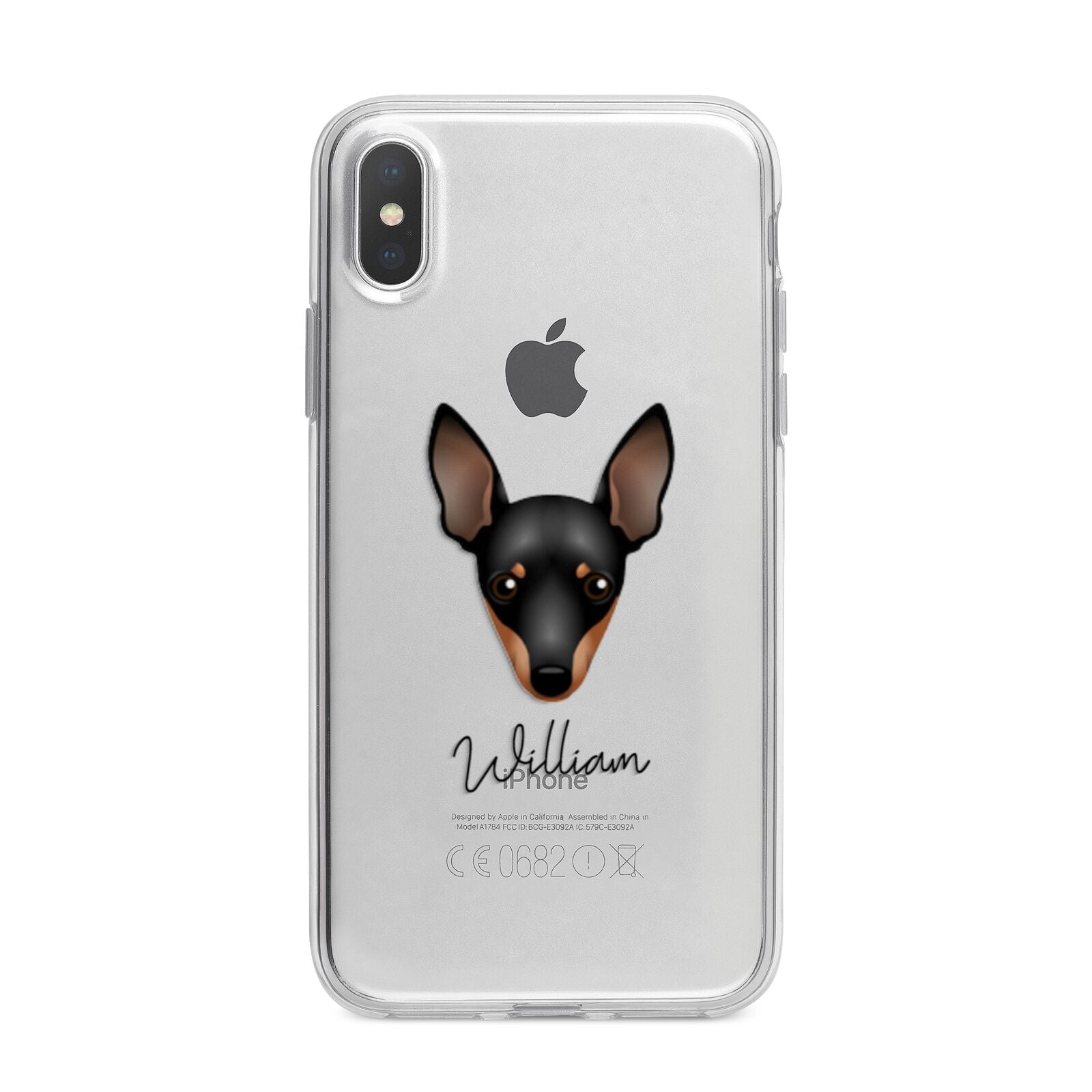 Miniature Pinscher Personalised iPhone X Bumper Case on Silver iPhone Alternative Image 1