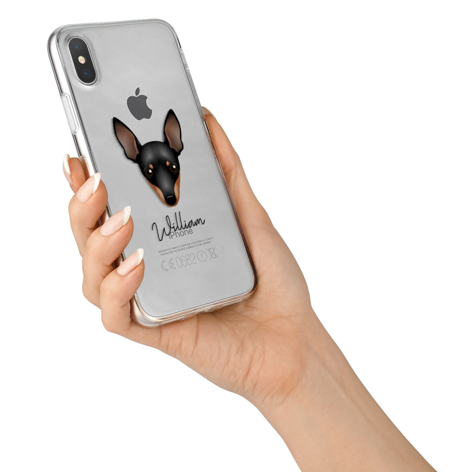 Miniature Pinscher Personalised iPhone X Bumper Case on Silver iPhone Alternative Image 2