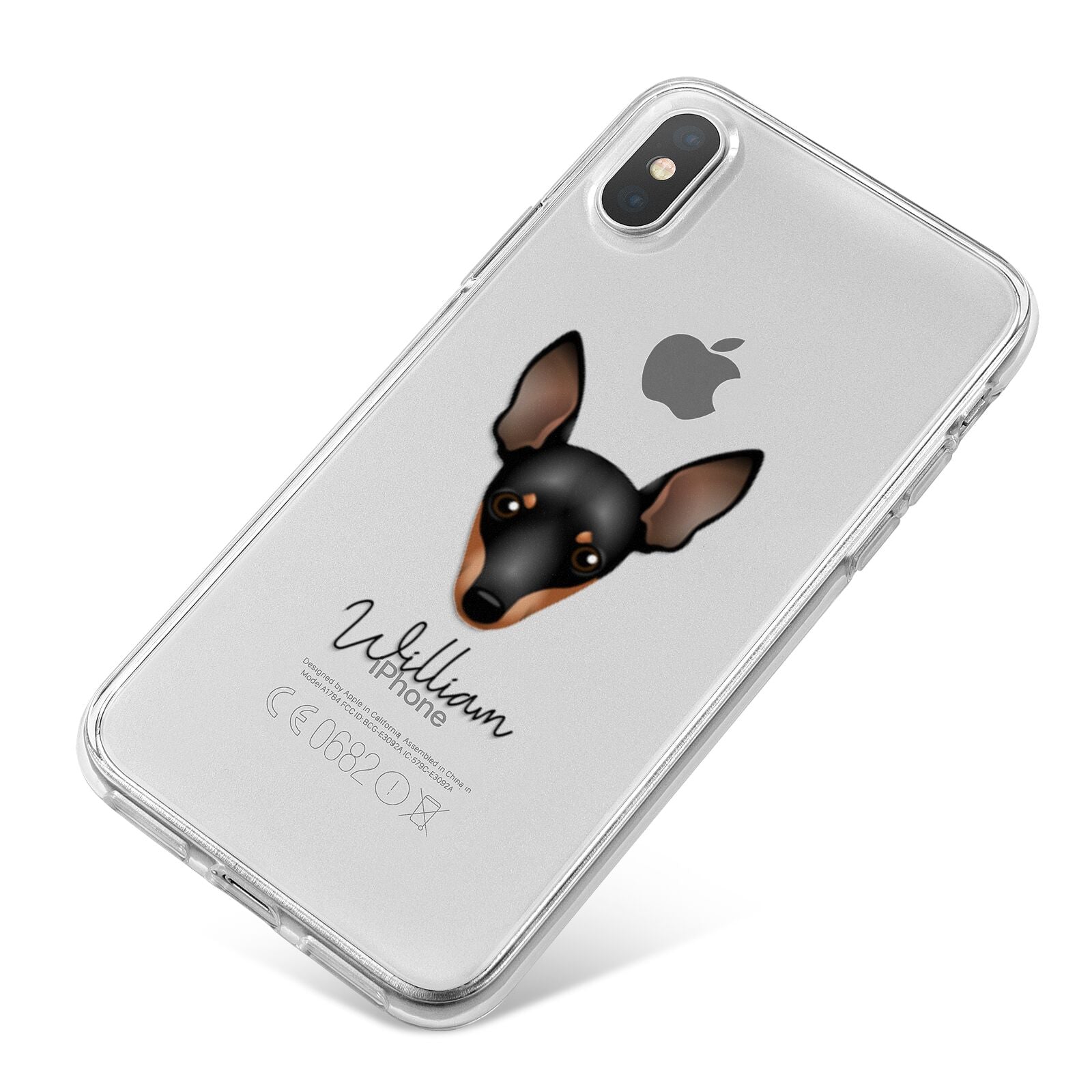 Miniature Pinscher Personalised iPhone X Bumper Case on Silver iPhone