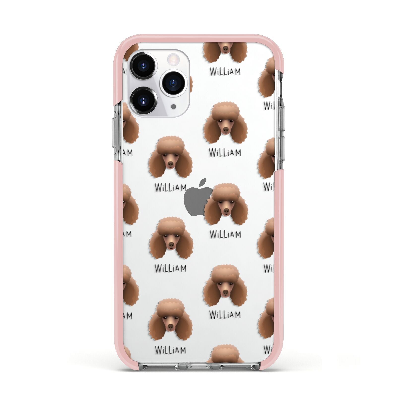 Miniature Poodle Icon with Name Apple iPhone 11 Pro in Silver with Pink Impact Case