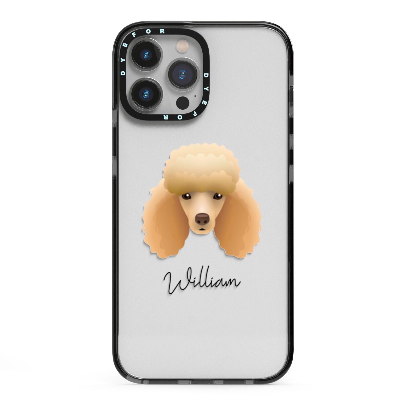 Miniature Poodle Personalised iPhone 13 Pro Max Black Impact Case on Silver phone