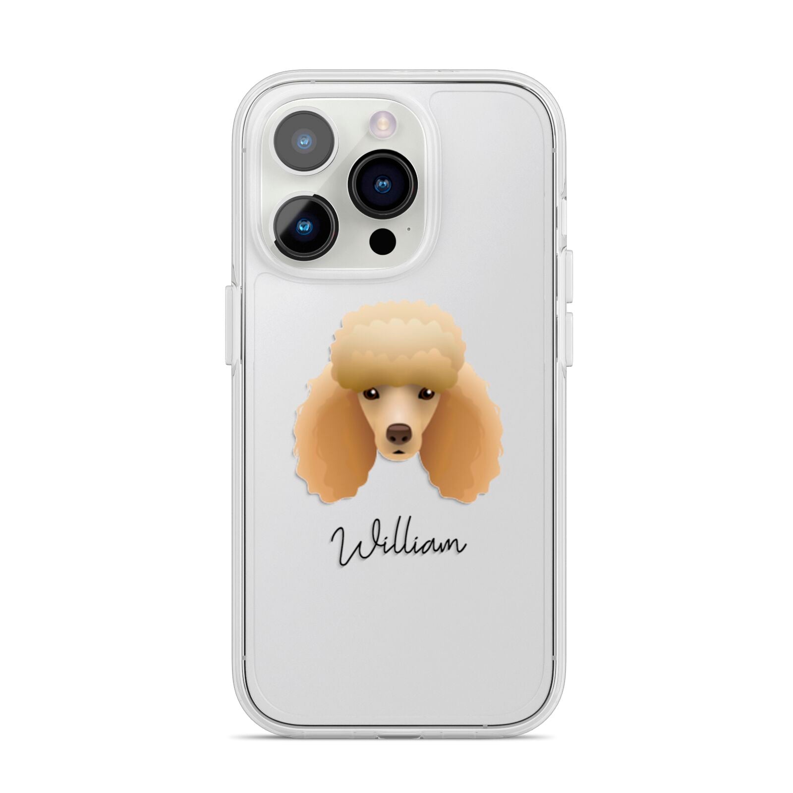 Miniature Poodle Personalised iPhone 14 Pro Clear Tough Case Silver