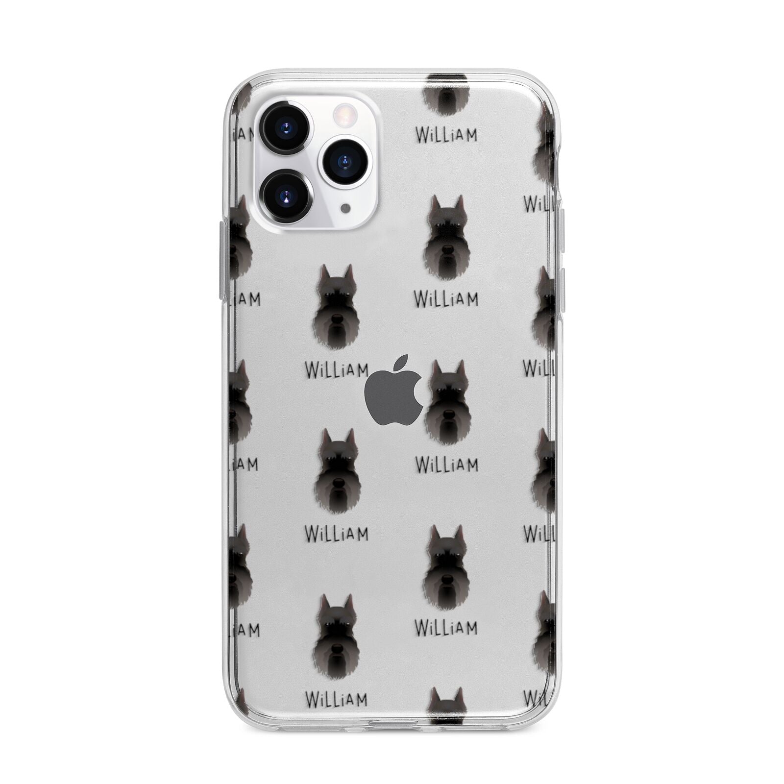 Miniature Schnauzer Icon with Name Apple iPhone 11 Pro Max in Silver with Bumper Case