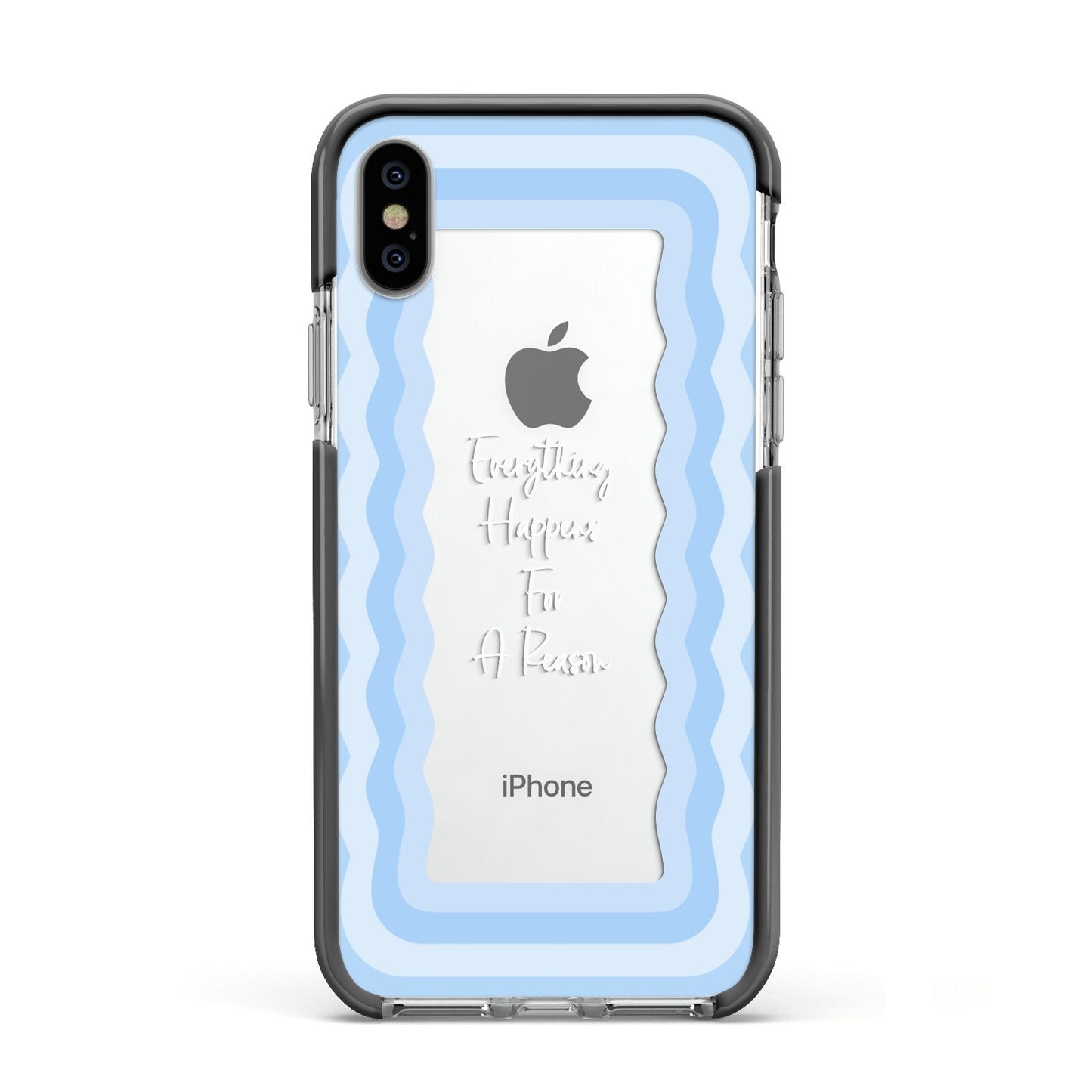 Mirror Quote Apple iPhone Xs Impact Case Black Edge on Silver Phone