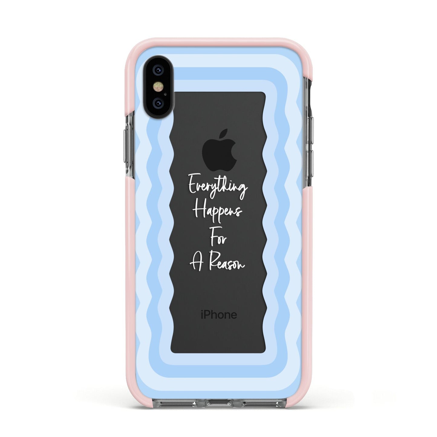 Mirror Quote Apple iPhone Xs Impact Case Pink Edge on Black Phone