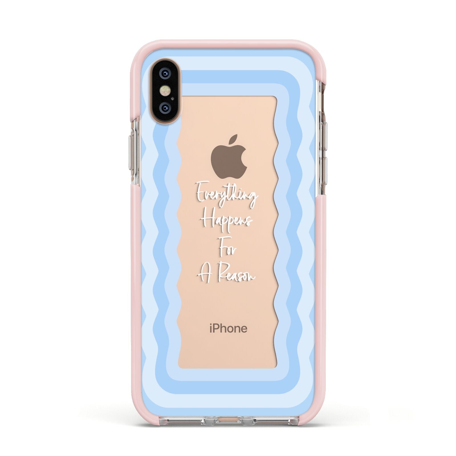 Mirror Quote Apple iPhone Xs Impact Case Pink Edge on Gold Phone