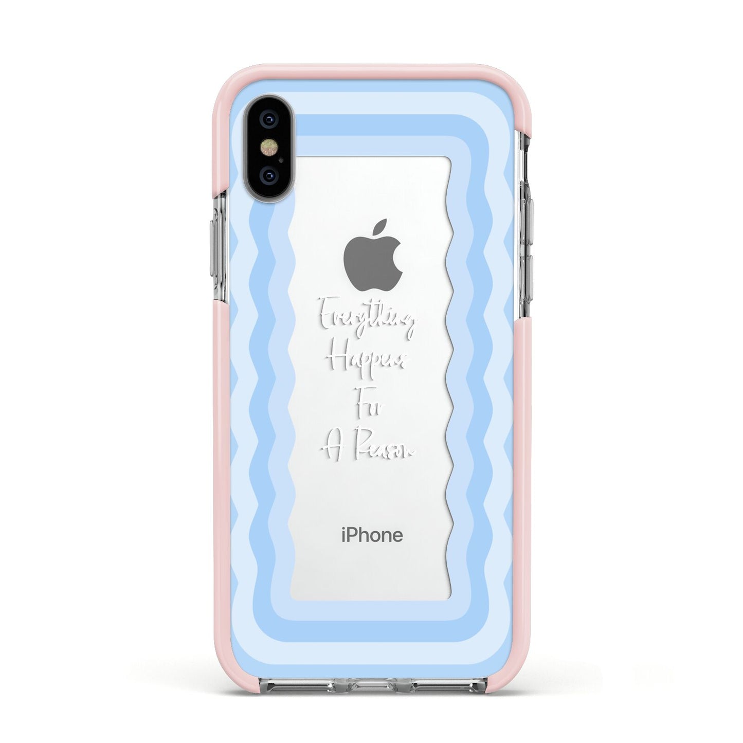 Mirror Quote Apple iPhone Xs Impact Case Pink Edge on Silver Phone