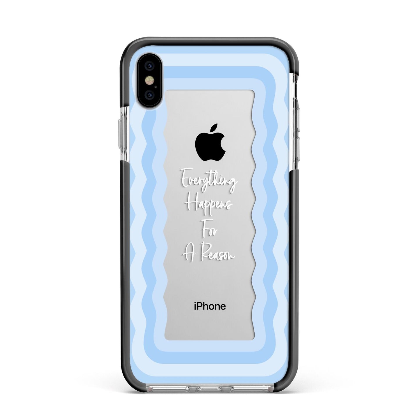 Mirror Quote Apple iPhone Xs Max Impact Case Black Edge on Silver Phone