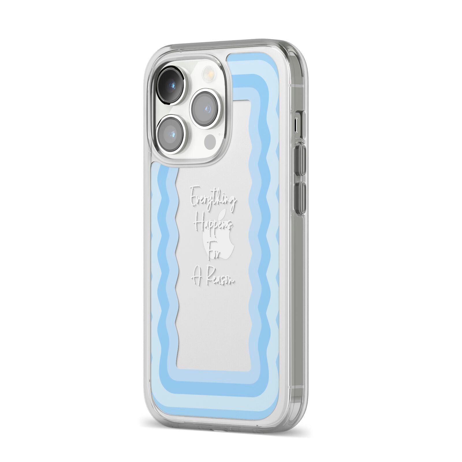 Mirror Quote iPhone 14 Pro Clear Tough Case Silver Angled Image