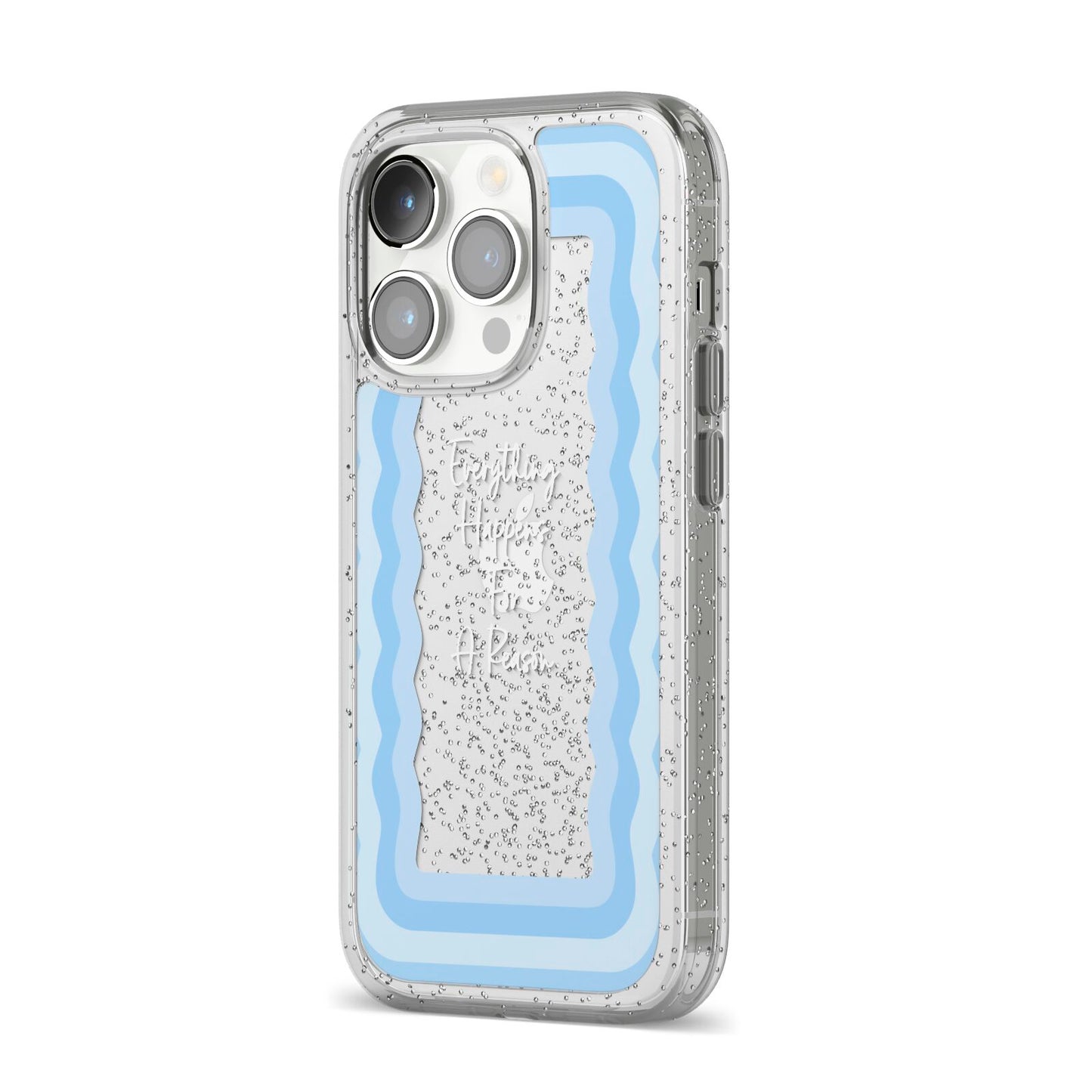 Mirror Quote iPhone 14 Pro Glitter Tough Case Silver Angled Image