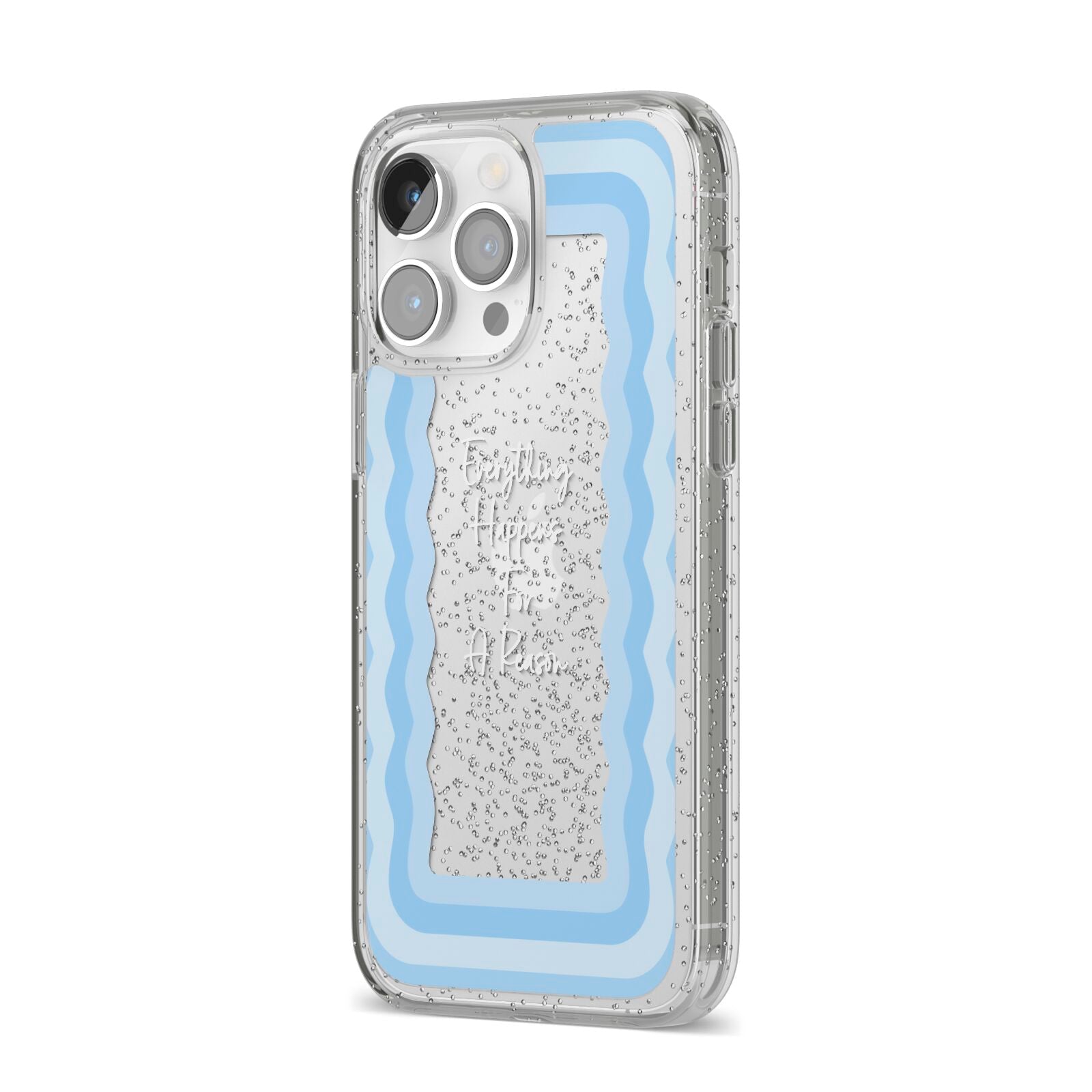 Mirror Quote iPhone 14 Pro Max Glitter Tough Case Silver Angled Image