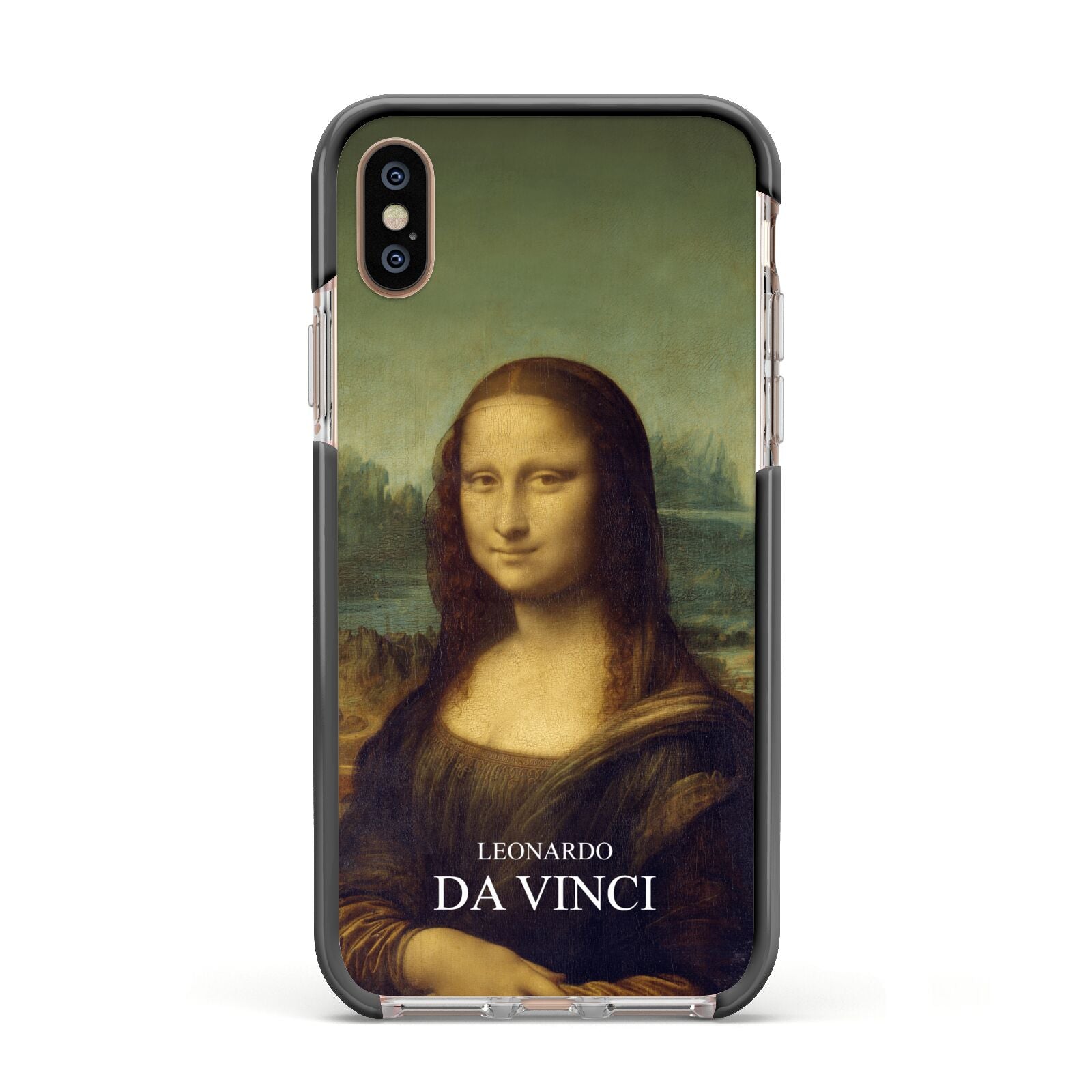 Mona Lisa By Da Vinci Apple iPhone Xs Impact Case Black Edge on Gold Phone