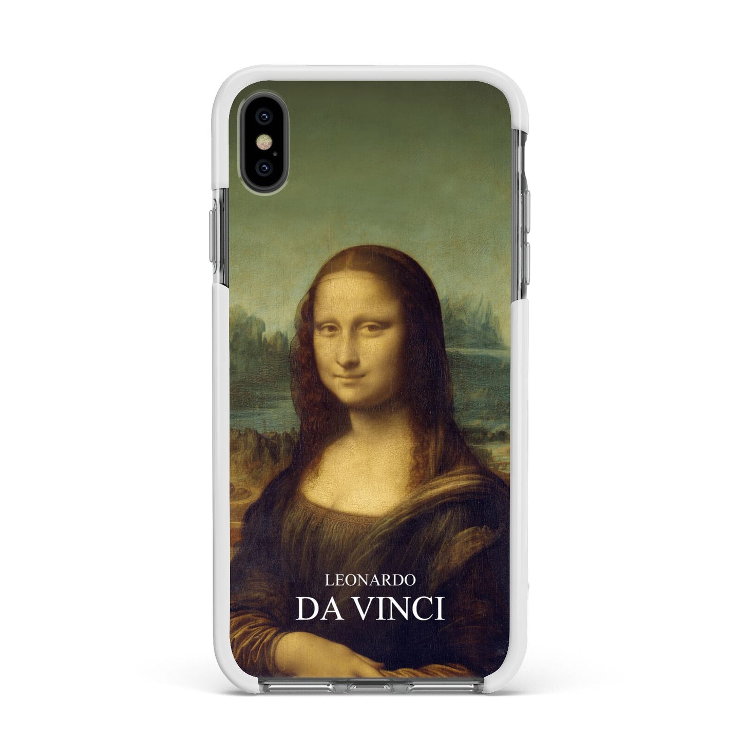 Mona Lisa By Da Vinci Apple iPhone Xs Max Impact Case White Edge on Black Phone