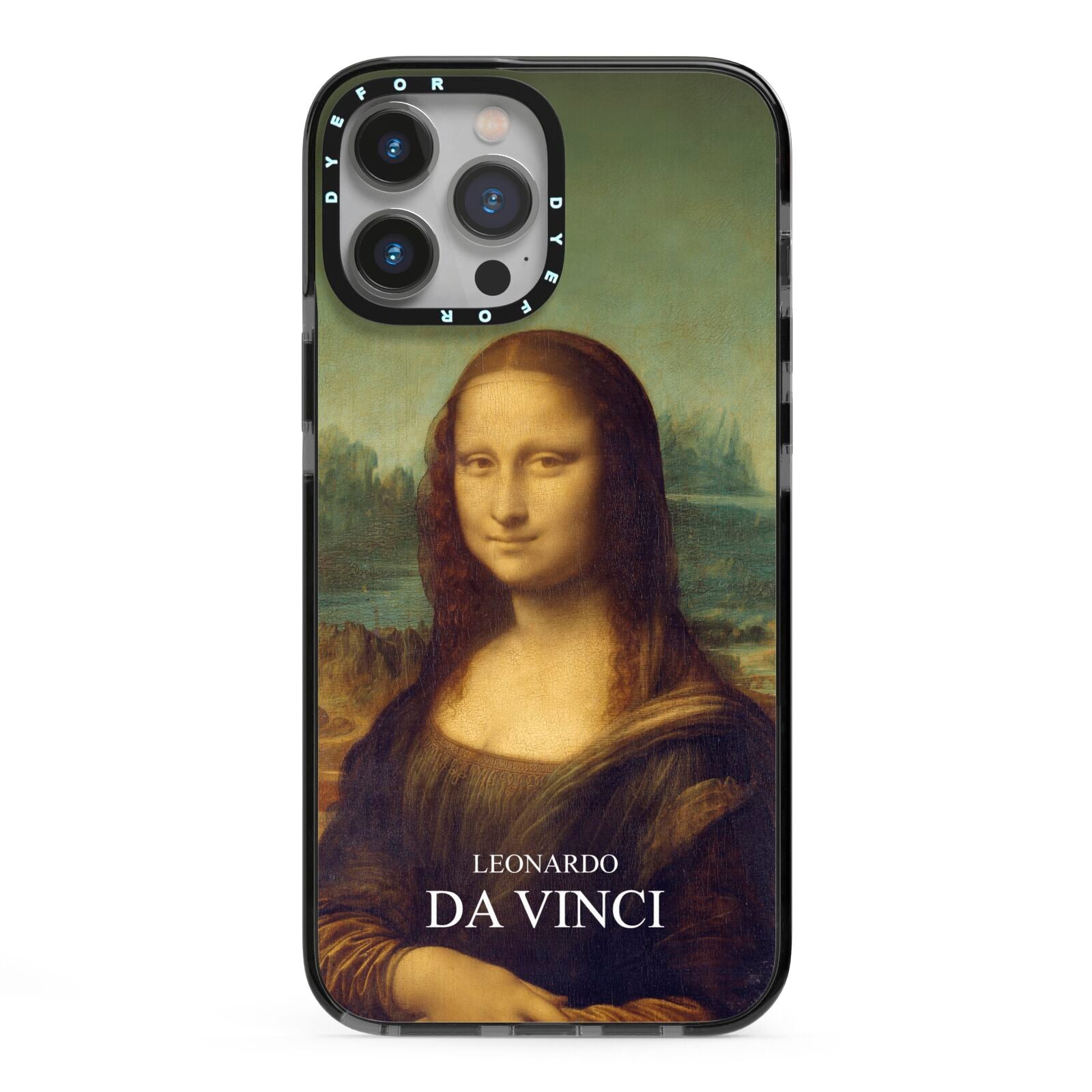 Mona Lisa By Da Vinci iPhone 13 Pro Max Black Impact Case on Silver phone