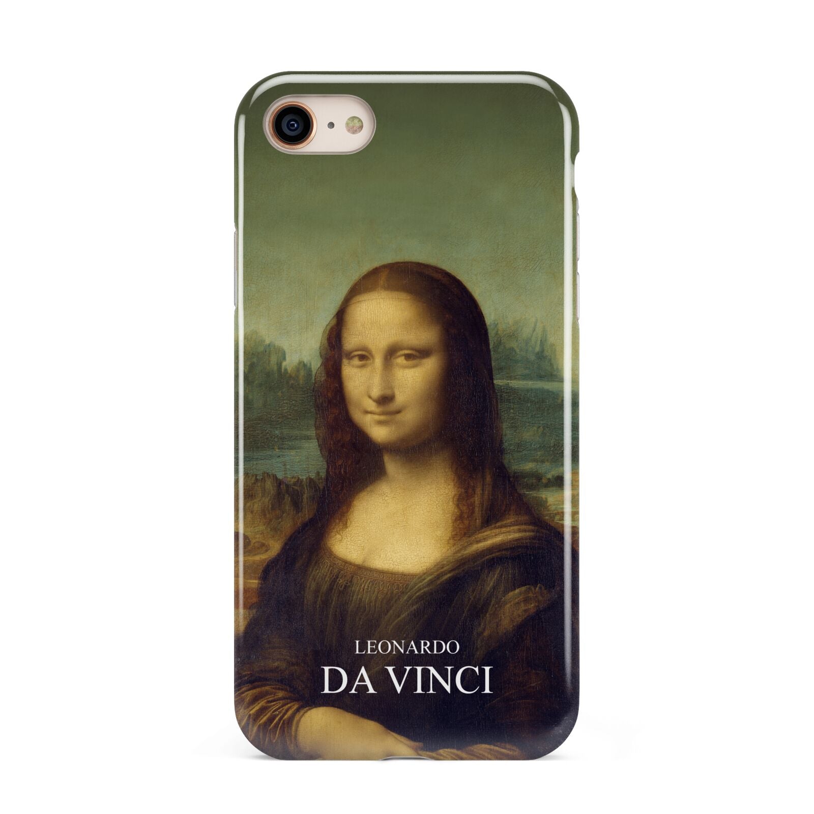 Mona Lisa By Da Vinci iPhone 8 3D Tough Case on Gold Phone