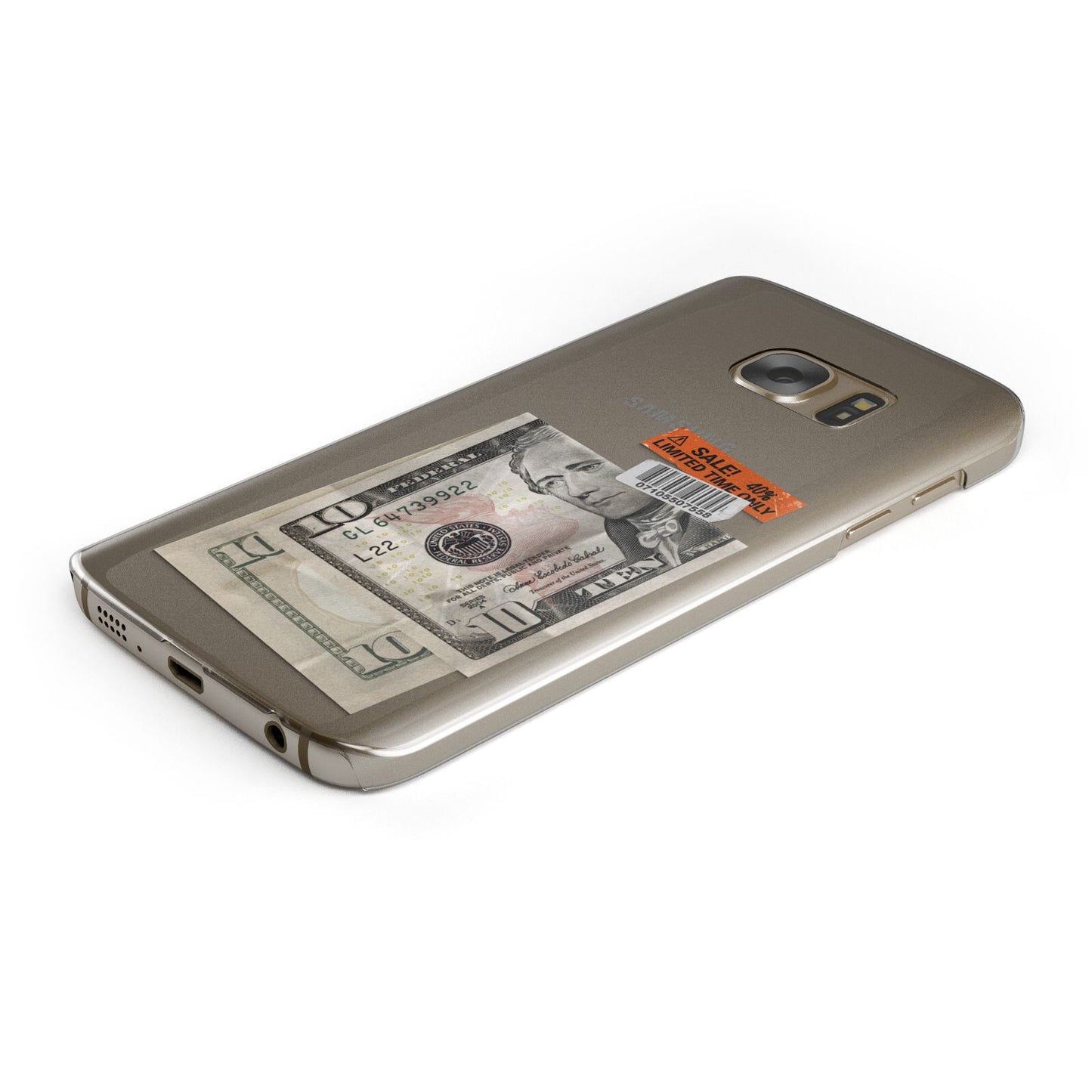 Money and Sale Sticker Protective Samsung Galaxy Case Angled Image