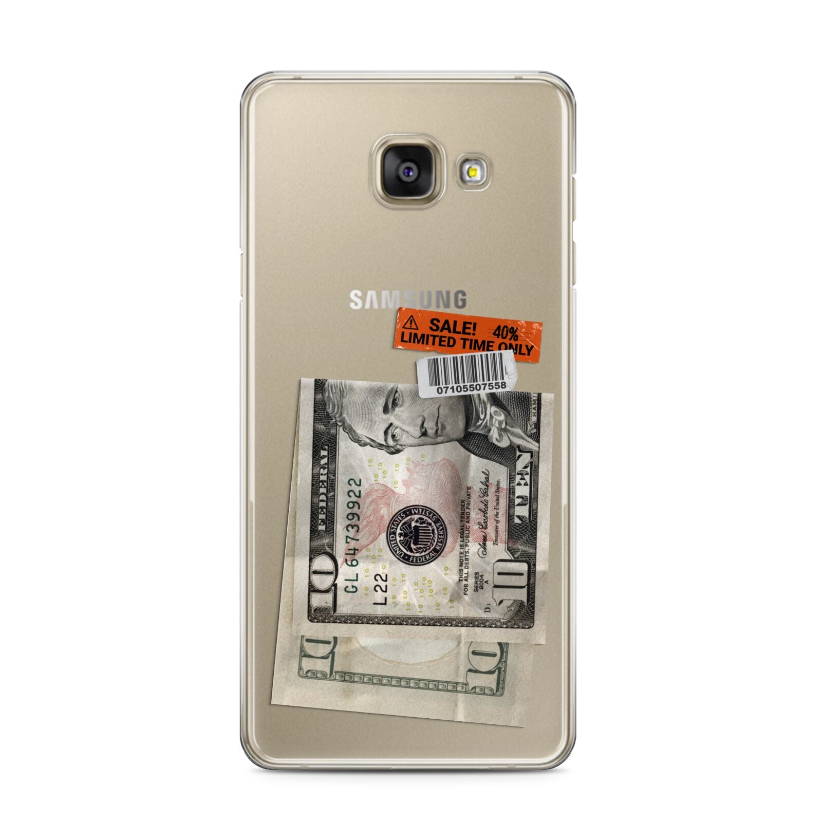 Money and Sale Sticker Samsung Galaxy A3 2016 Case on gold phone