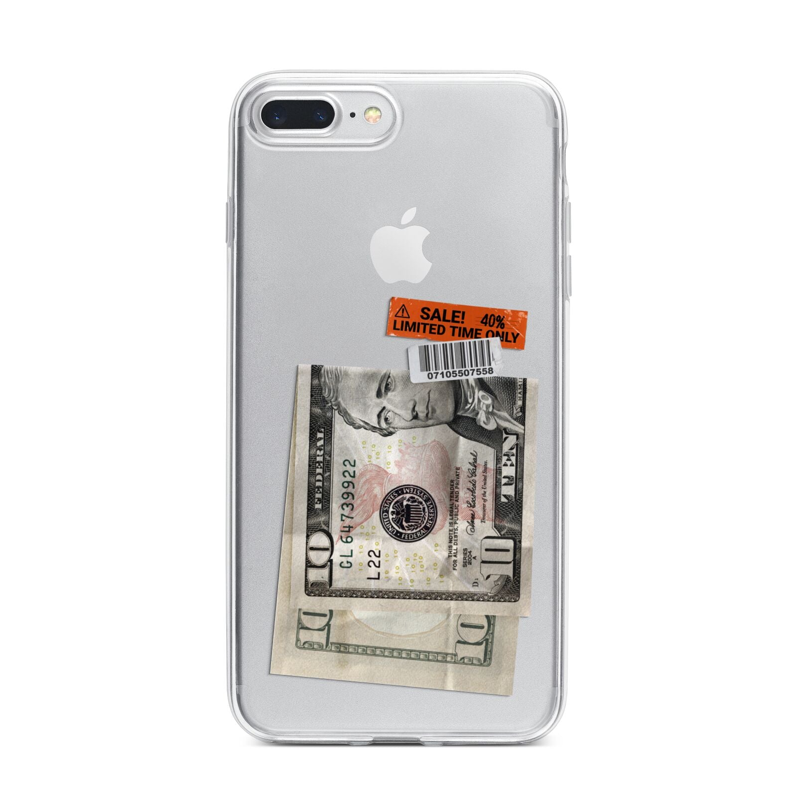 Money and Sale Sticker iPhone 7 Plus Bumper Case on Silver iPhone