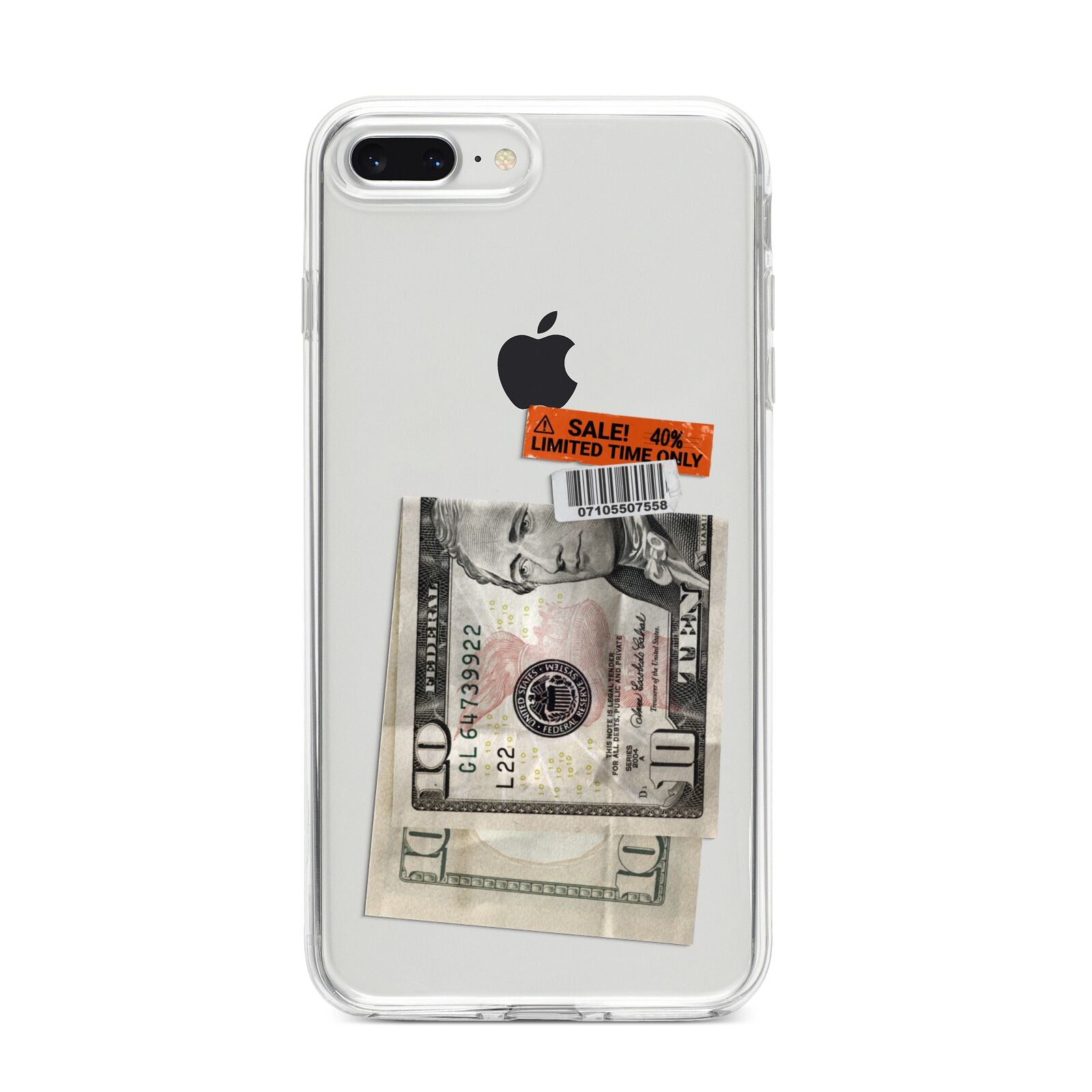 Money and Sale Sticker iPhone 8 Plus Bumper Case on Silver iPhone