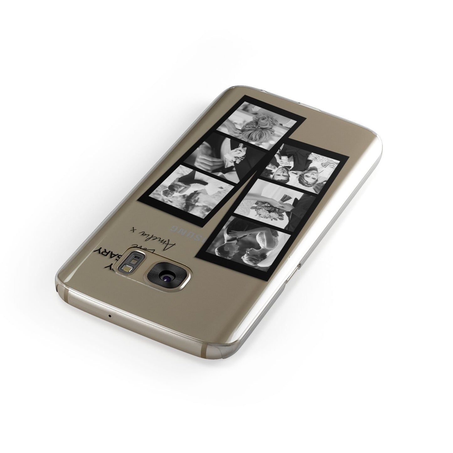 Monochrome Anniversary Photo Strip with Name Samsung Galaxy Case Front Close Up