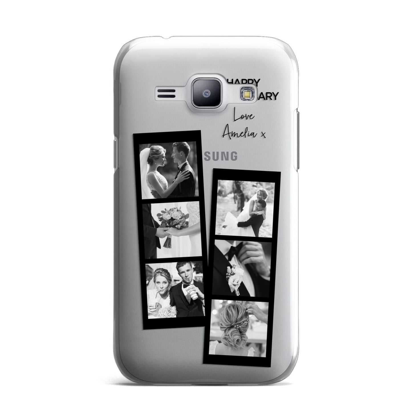 Monochrome Anniversary Photo Strip with Name Samsung Galaxy J1 2015 Case