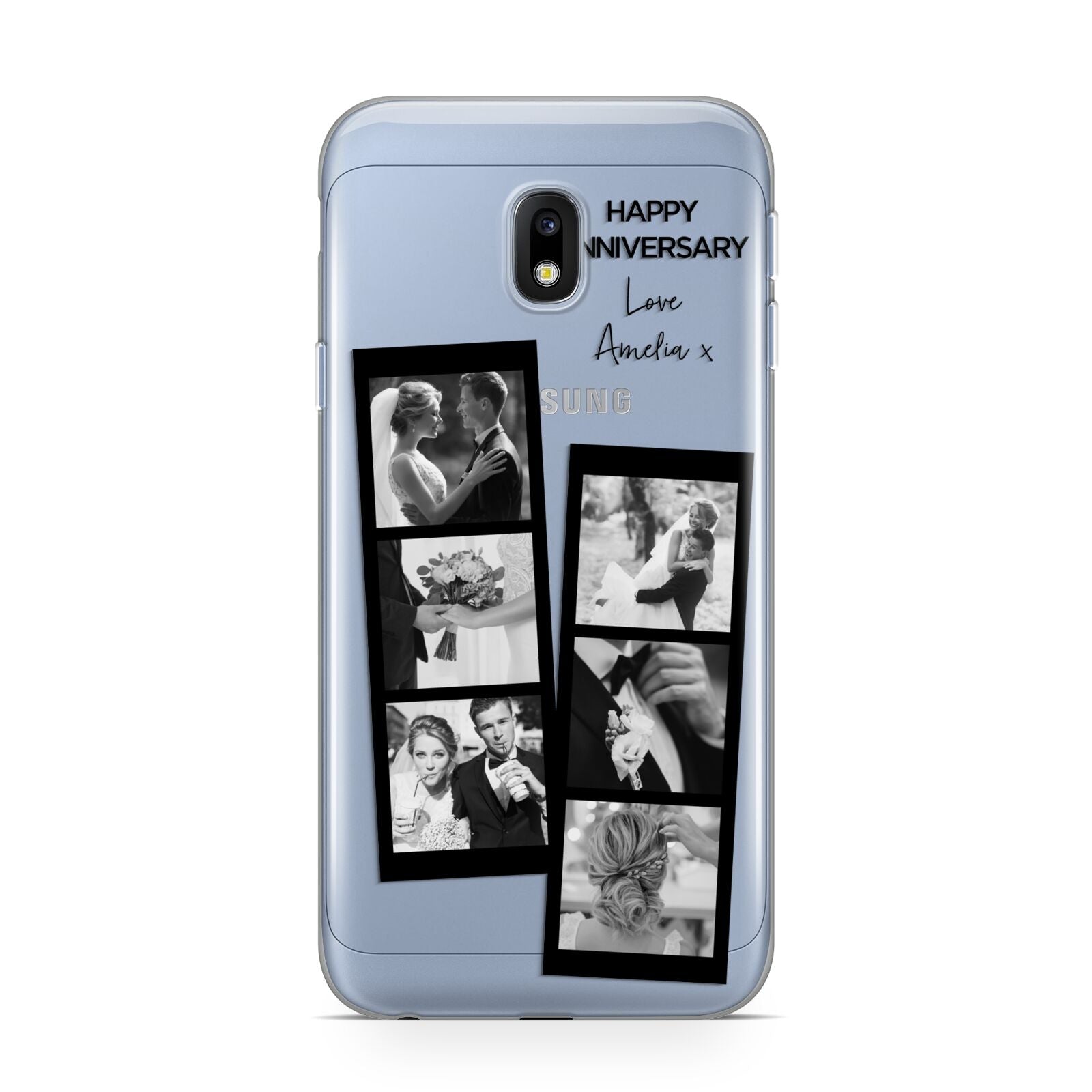 Monochrome Anniversary Photo Strip with Name Samsung Galaxy J3 2017 Case