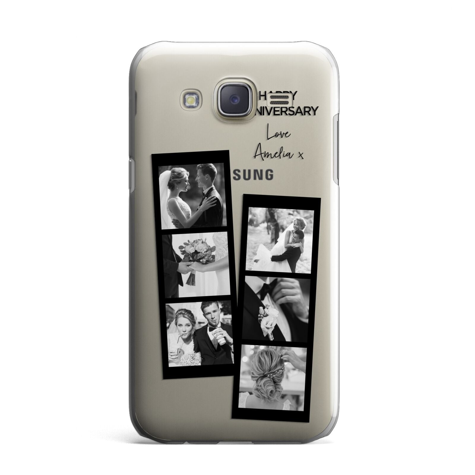 Monochrome Anniversary Photo Strip with Name Samsung Galaxy J7 Case