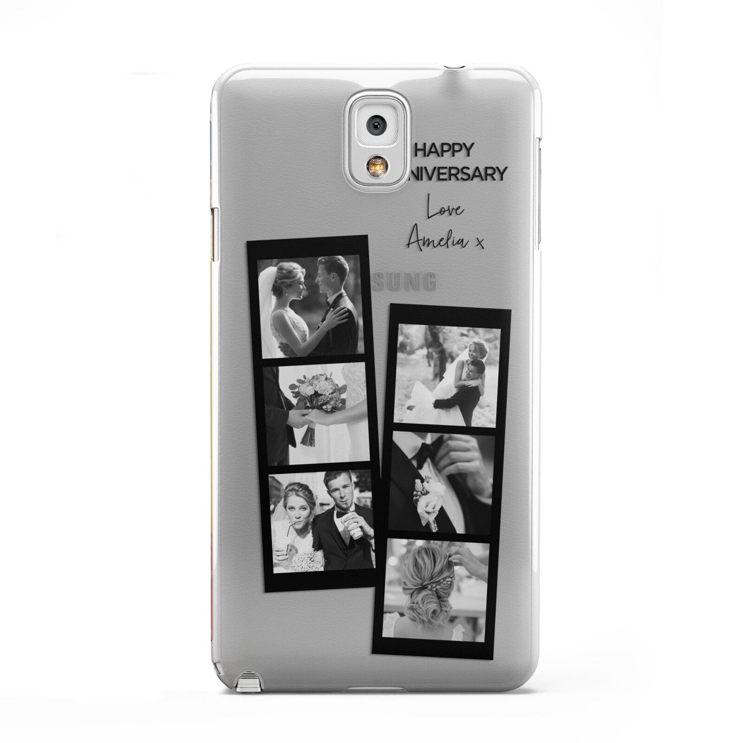 Monochrome Anniversary Photo Strip with Name Samsung Galaxy Note 3 Case