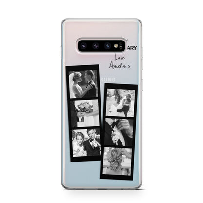 Monochrome Anniversary Photo Strip with Name Samsung Galaxy S10 Case