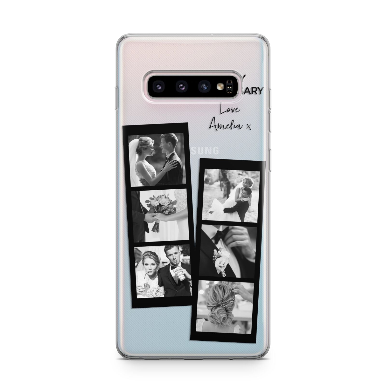 Monochrome Anniversary Photo Strip with Name Samsung Galaxy S10 Plus Case