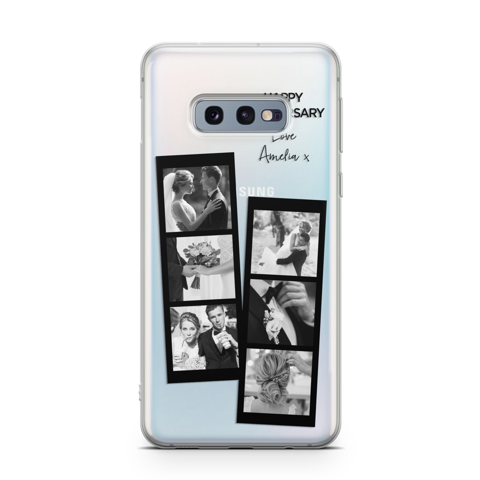 Monochrome Anniversary Photo Strip with Name Samsung Galaxy S10E Case