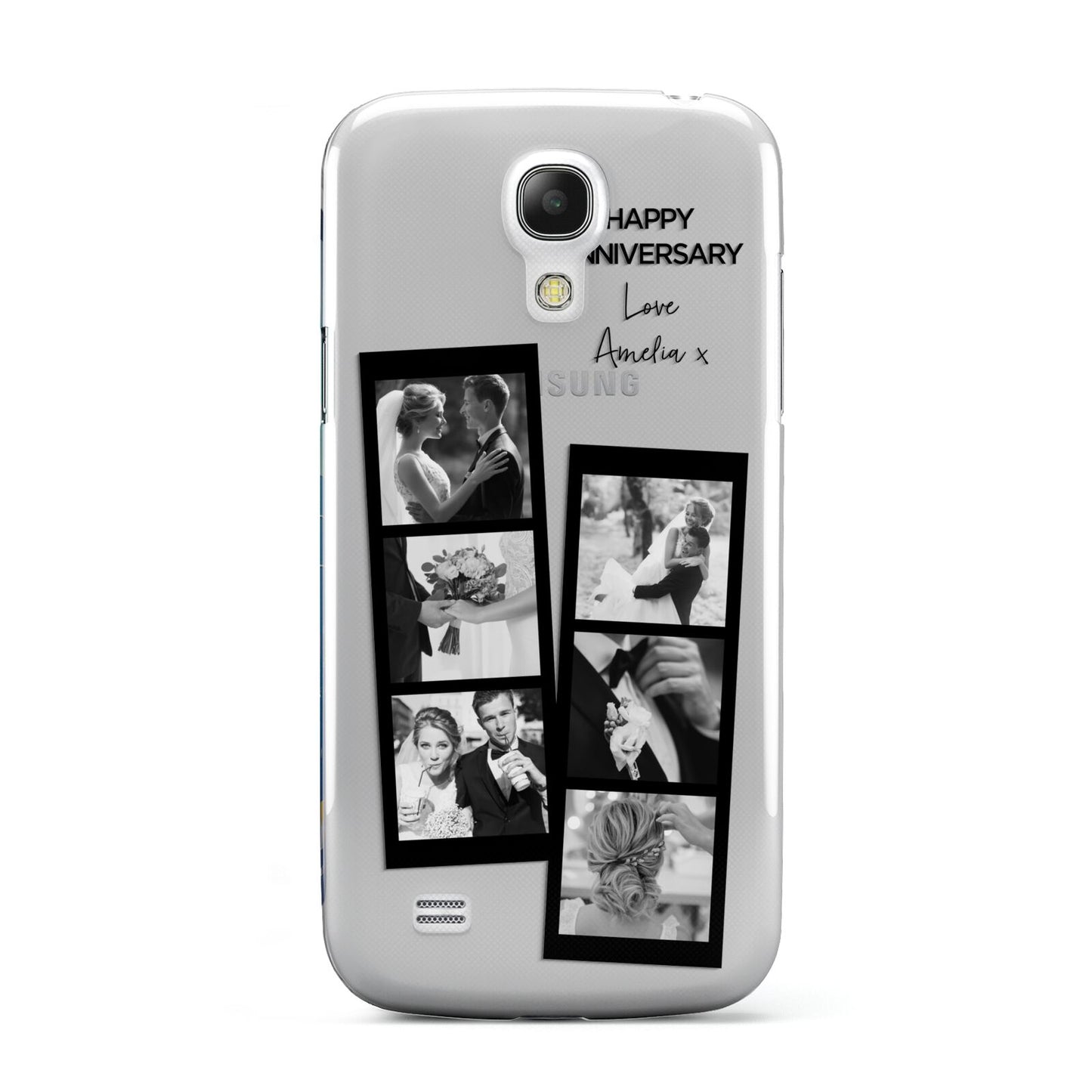 Monochrome Anniversary Photo Strip with Name Samsung Galaxy S4 Mini Case