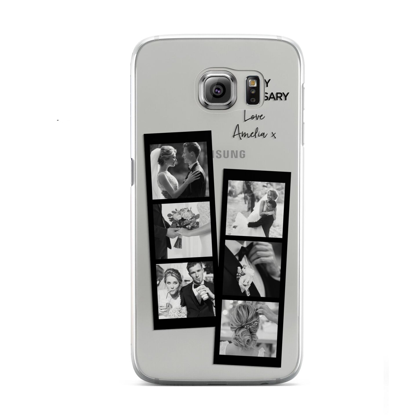 Monochrome Anniversary Photo Strip with Name Samsung Galaxy S6 Case