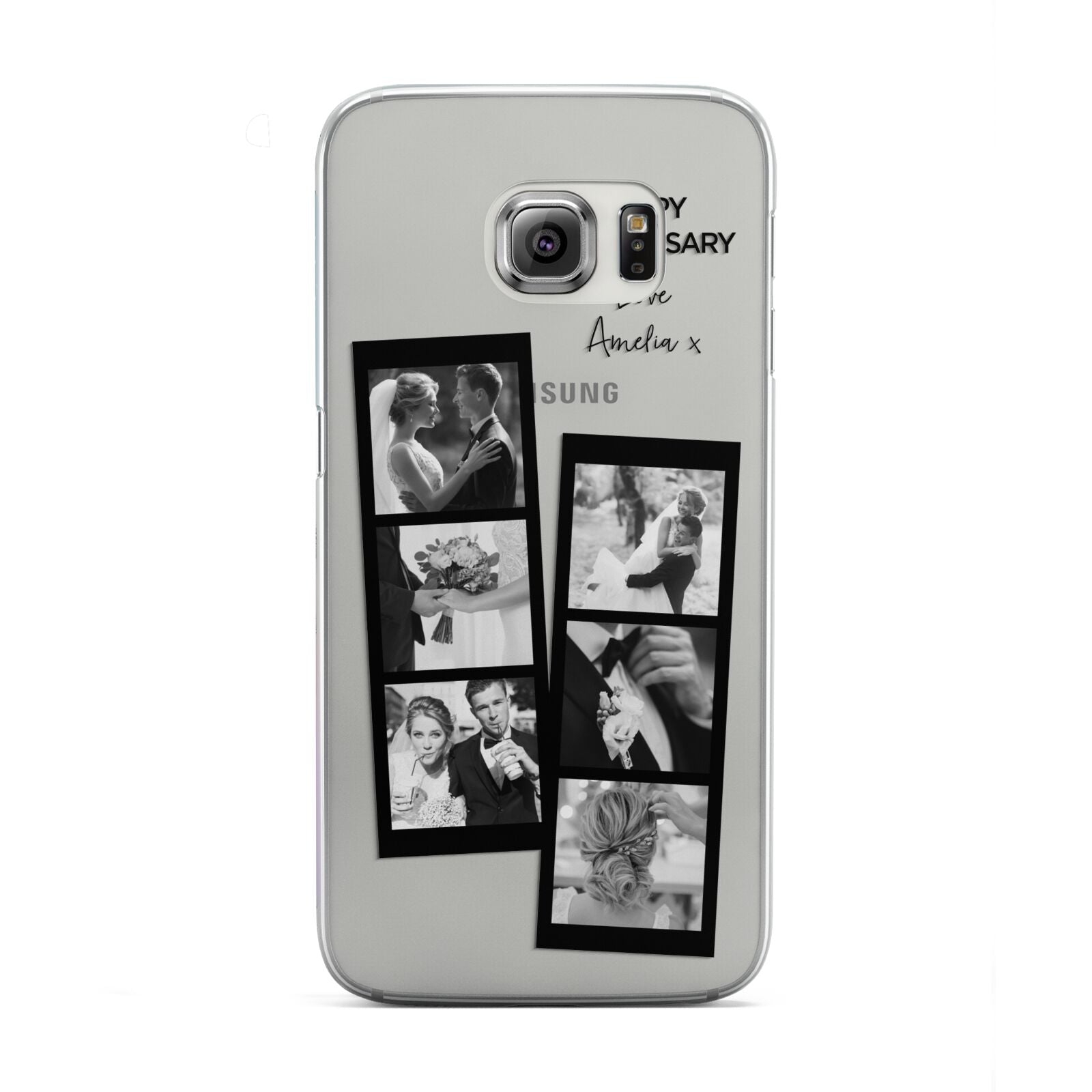 Monochrome Anniversary Photo Strip with Name Samsung Galaxy S6 Edge Case