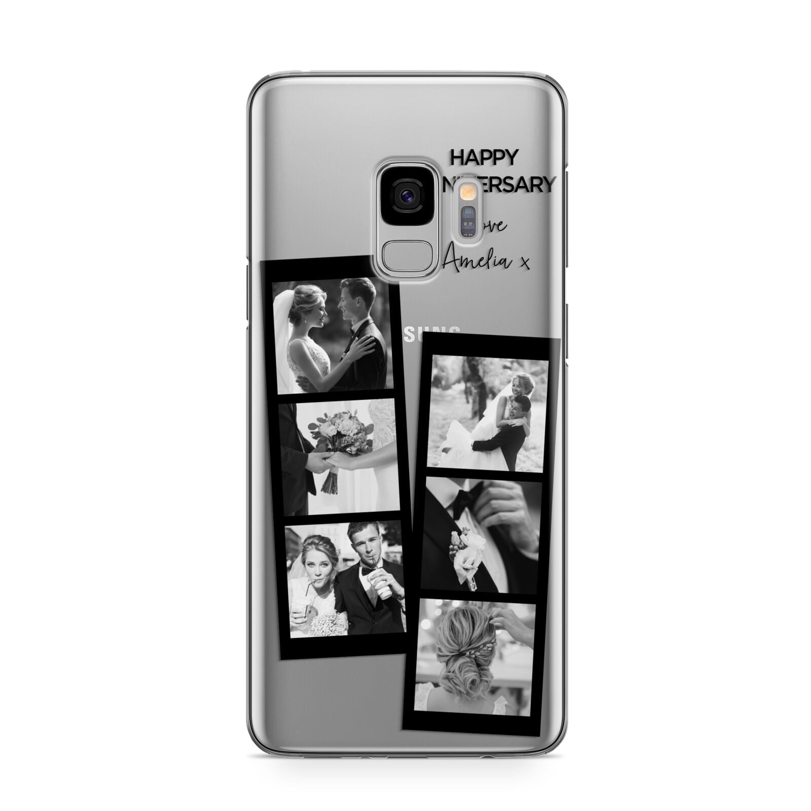 Monochrome Anniversary Photo Strip with Name Samsung Galaxy S9 Case