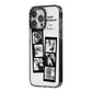 Monochrome Anniversary Photo Strip with Name iPhone 14 Pro Max Black Impact Case Side Angle on Silver phone