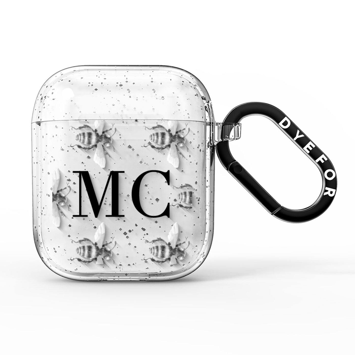 Monochrome Bees with Monogram AirPods Glitter Case
