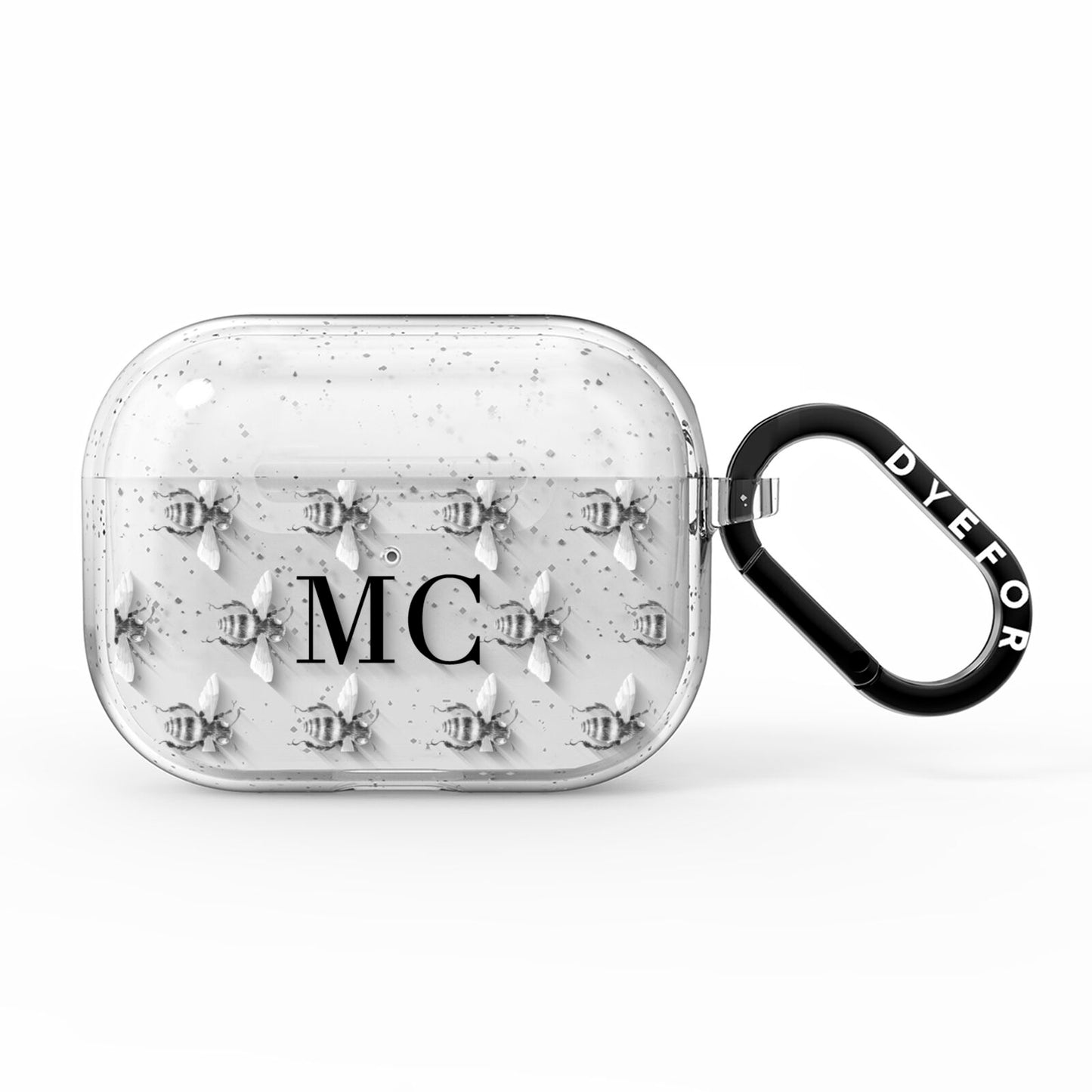 Monochrome Bees with Monogram AirPods Pro Glitter Case