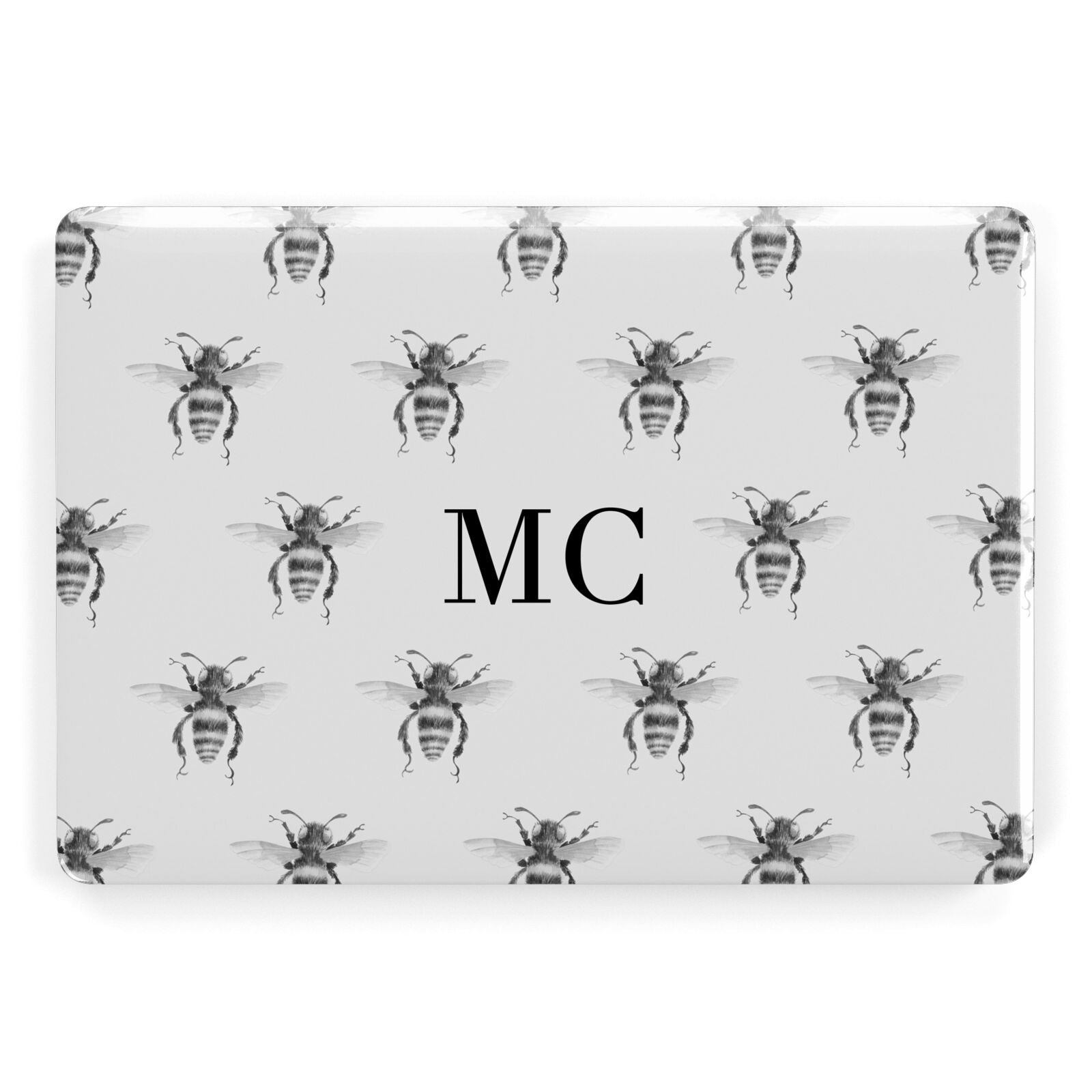 Monochrome Bees with Monogram Apple MacBook Case