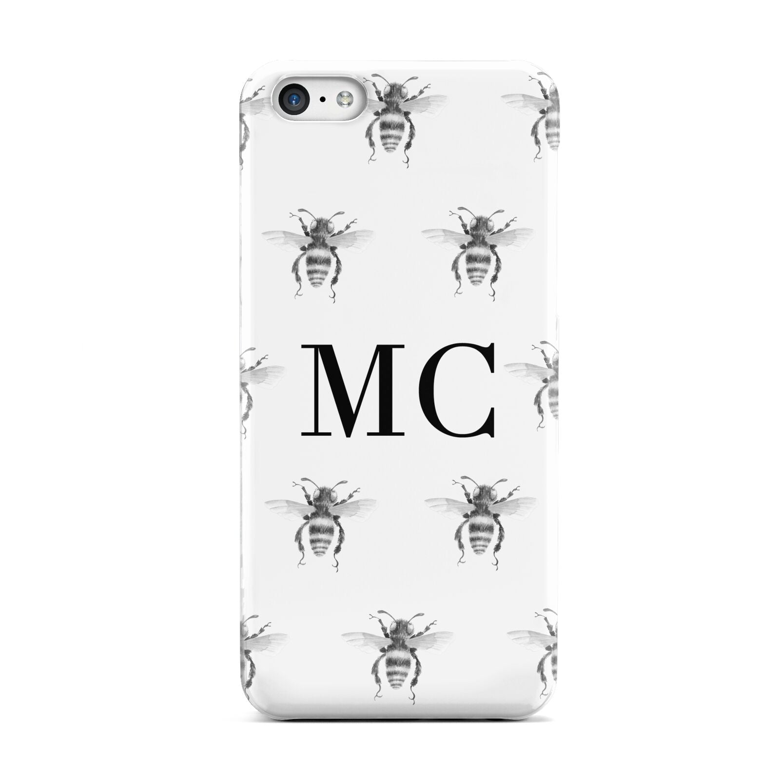 Monochrome Bees with Monogram Apple iPhone 5c Case