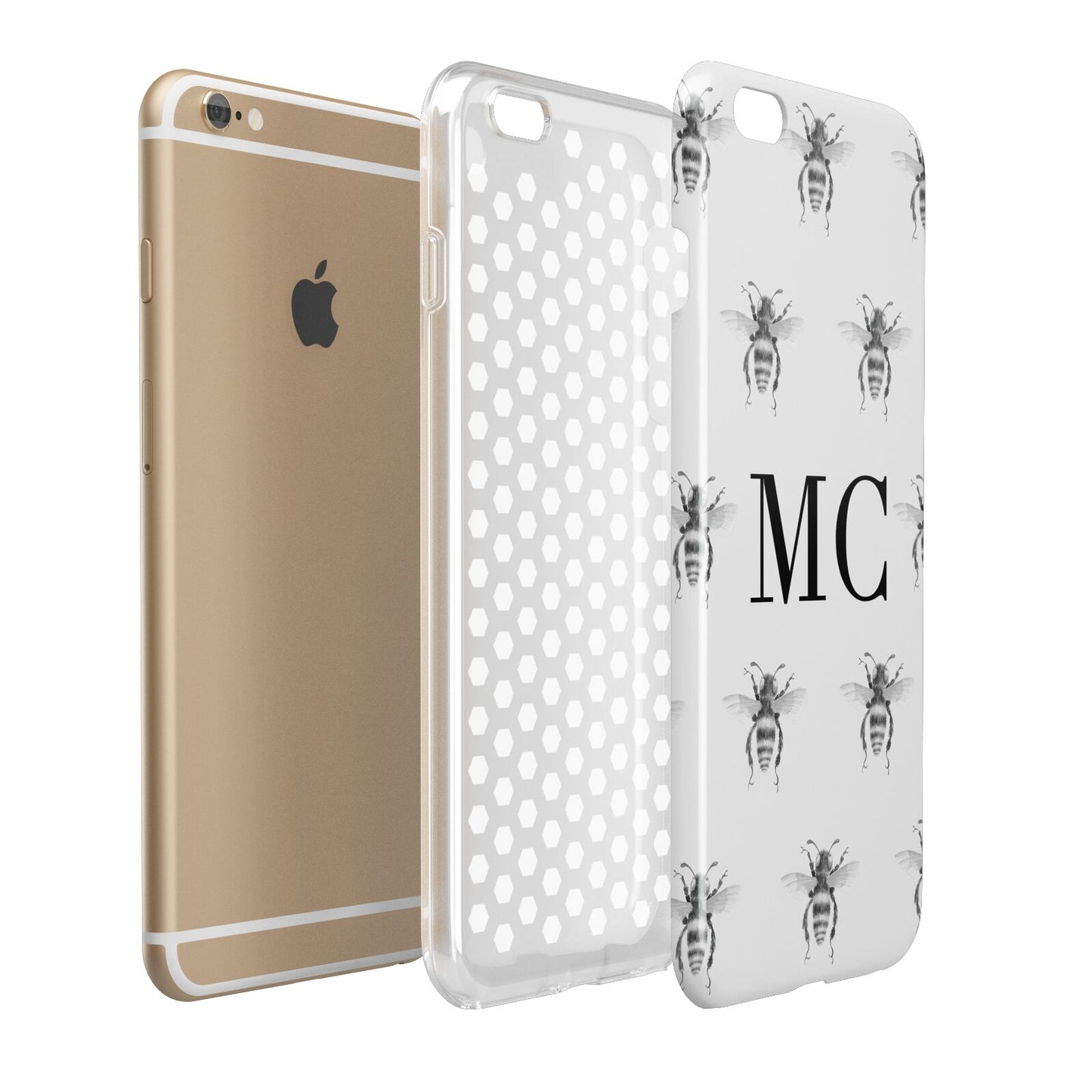 Monochrome Bees with Monogram Apple iPhone 6 Plus 3D Tough Case Expand Detail Image