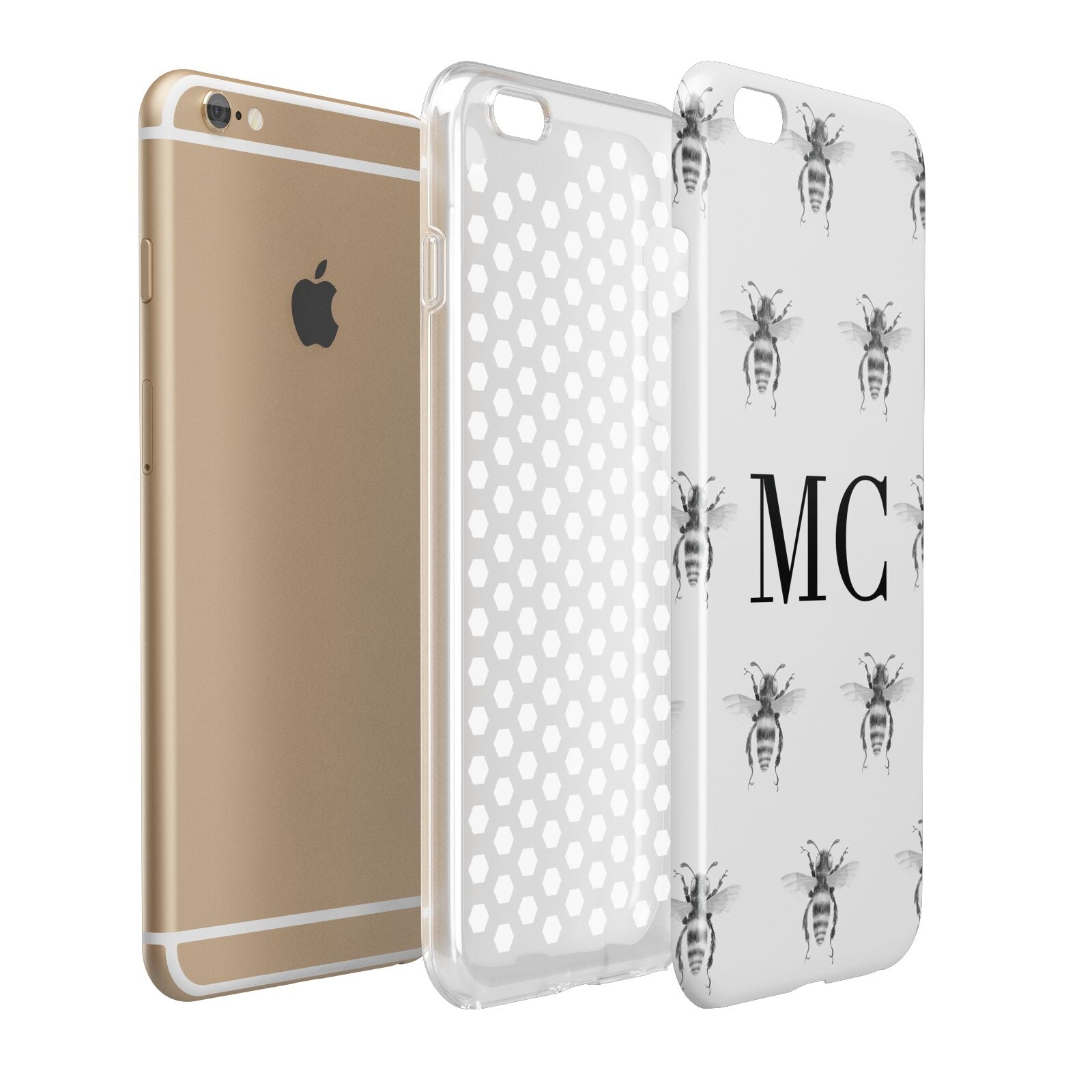 Monochrome Bees with Monogram Apple iPhone 6 Plus 3D Tough Case Expand Detail Image