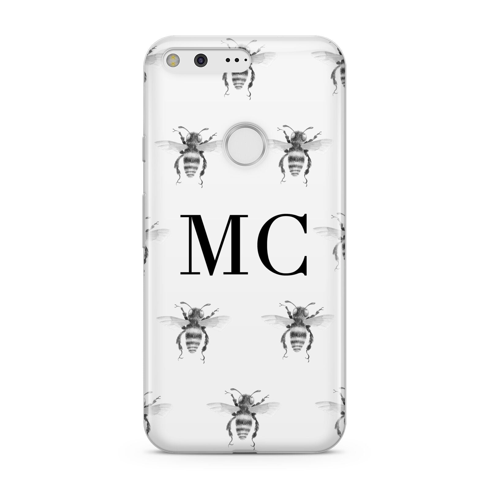 Monochrome Bees with Monogram Google Pixel Case