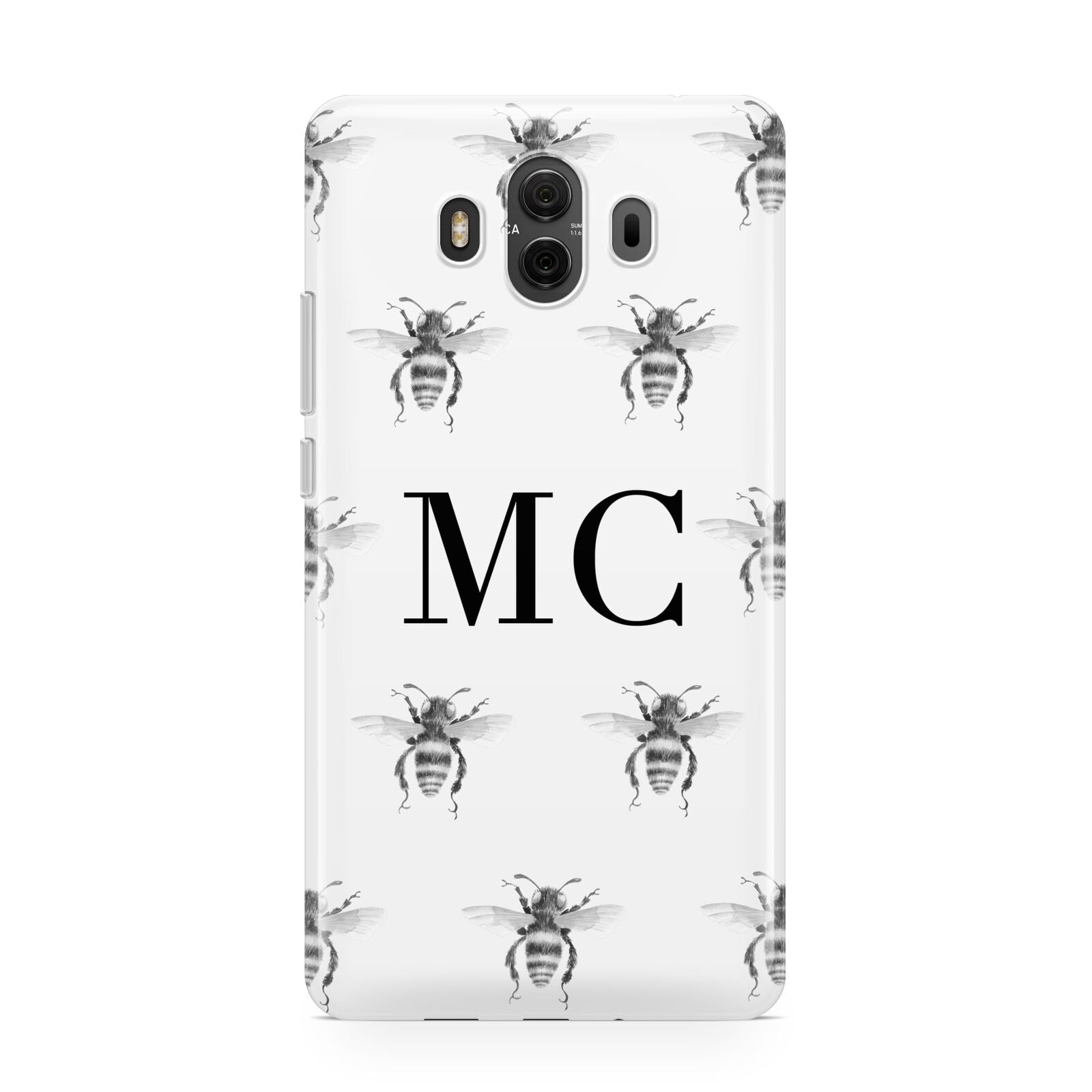 Monochrome Bees with Monogram Huawei Mate 10 Protective Phone Case