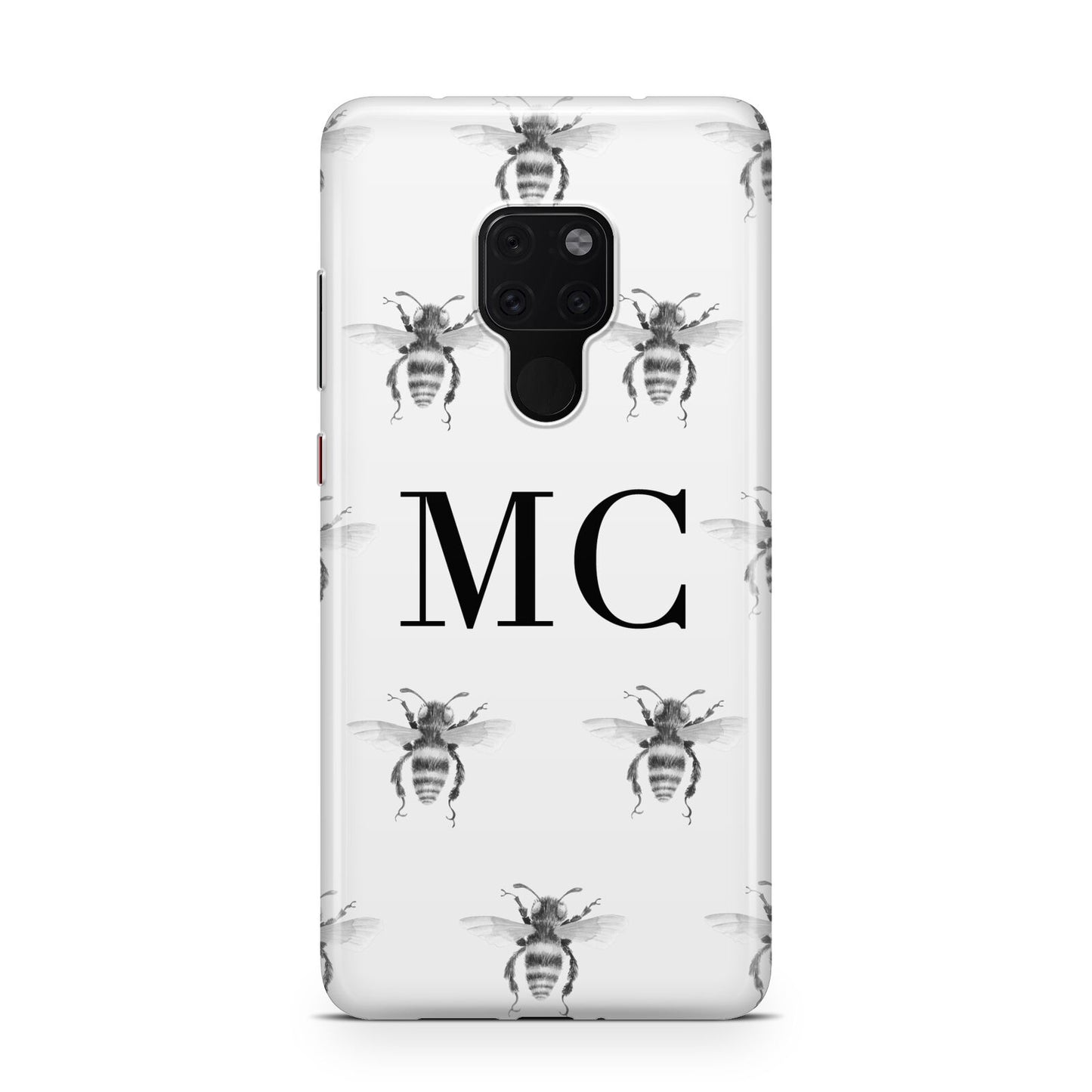 Monochrome Bees with Monogram Huawei Mate 20 Phone Case