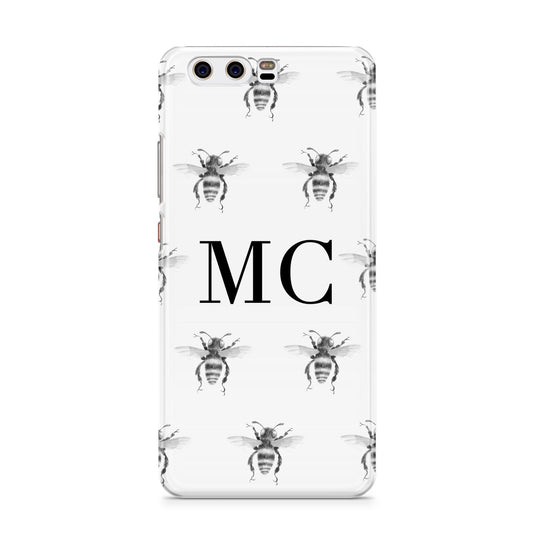 Monochrome Bees with Monogram Huawei P10 Phone Case